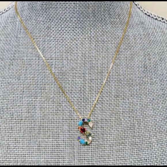 Multi-colored CZ & Stone Initial Necklaces-Boutique - Picture 7 of 16
